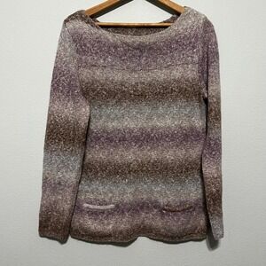 Jillian Nicole Ombre Stripe Boat Neck Sweater M Cotton Acrylic Polyester Blend